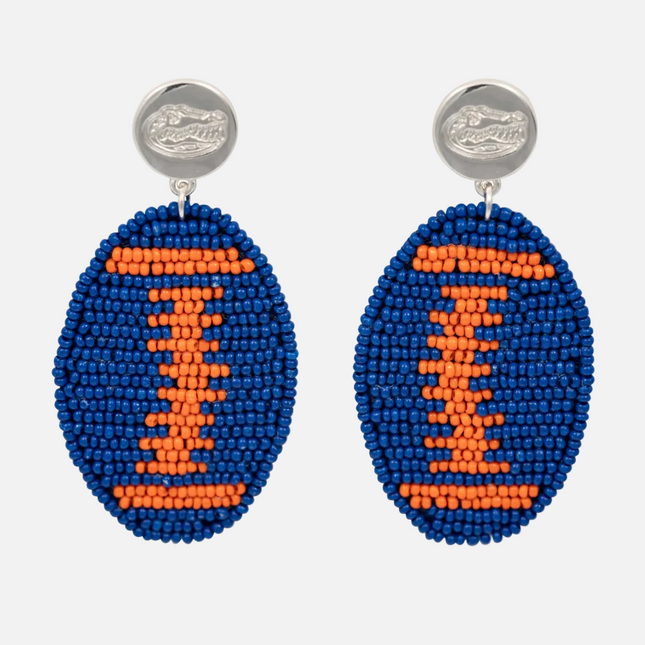 Florida Gators Hand Beaded Touchback Football Earrings