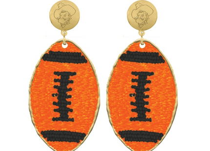 Oklahoma State Touchback Football Earrings