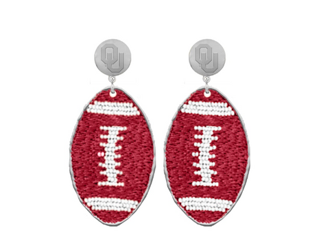Oklahoma Sooners Hand Beaded Touchback Earrings