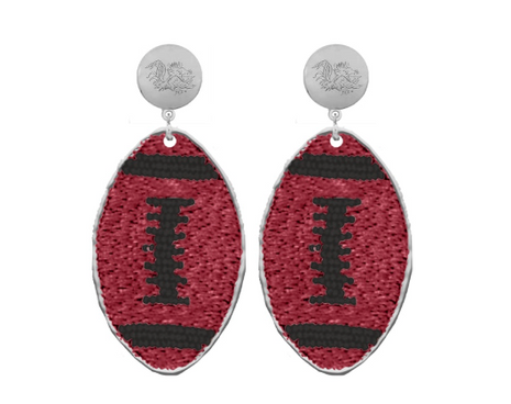 South Carolina Gamecocks Hand Beaded Touchback Football Earrings