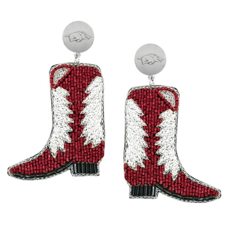 Arkansas Boots Hand Beaded Earrings