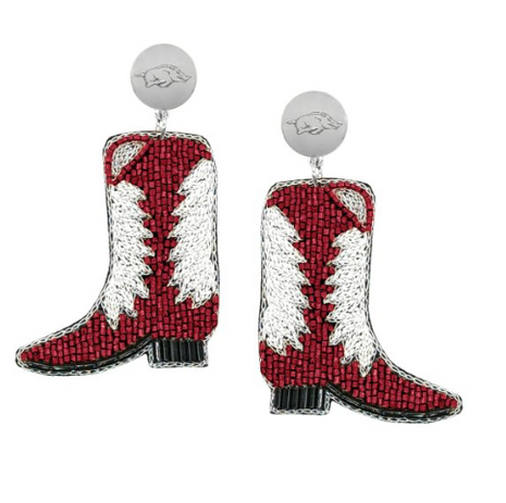 Arkansas Razorbacks Boots Hand Beaded Earrings