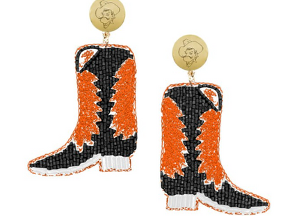 Oklahoma State Boots Hand Beaded Earrings