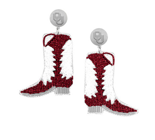 Oklahoma Boots Hand Beaded Earrings