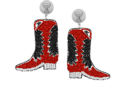 Texas Tech Boots Hand Beaded Earrings