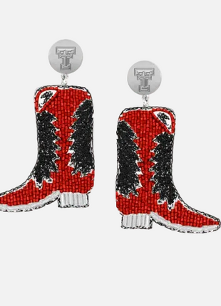Texas Tech Red Raiders Boots Hand Beaded Earrings
