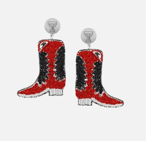 Texas Tech Red Raiders Boots Hand Beaded Earrings