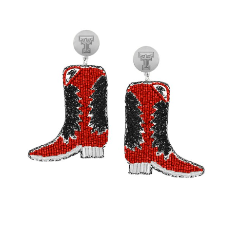 Texas Tech Boots Hand Beaded Earrings