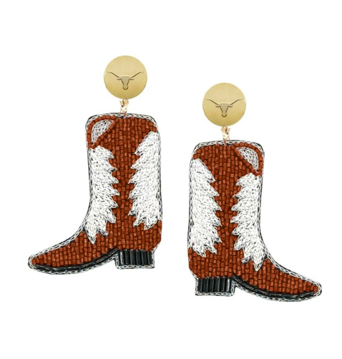 Texas Boots Hand Beaded Earrings