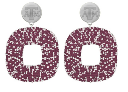 Texas A&M Tigris Hand Beaded Earrings