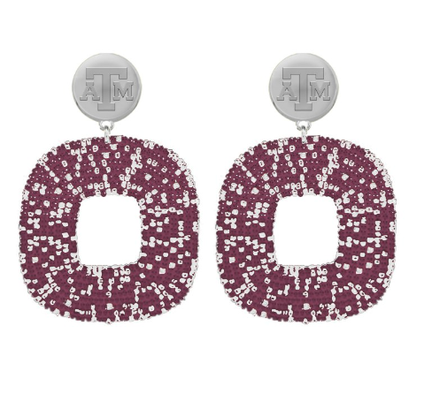 Texas A&M Tigris Hand Beaded Earrings