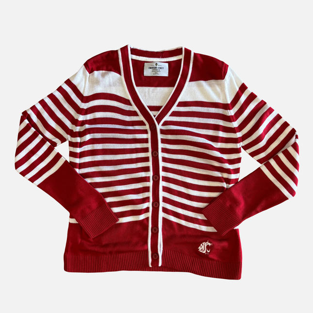 Washington State Cougars Stripe Cardigan Sweater