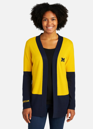 Michigan Wolverines Color Block Cardigan Sweater