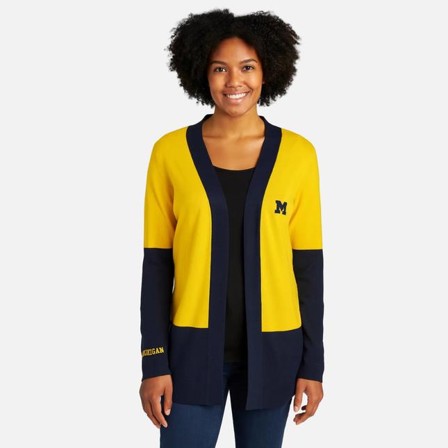 Michigan Wolverines Color Block Cardigan Sweater
