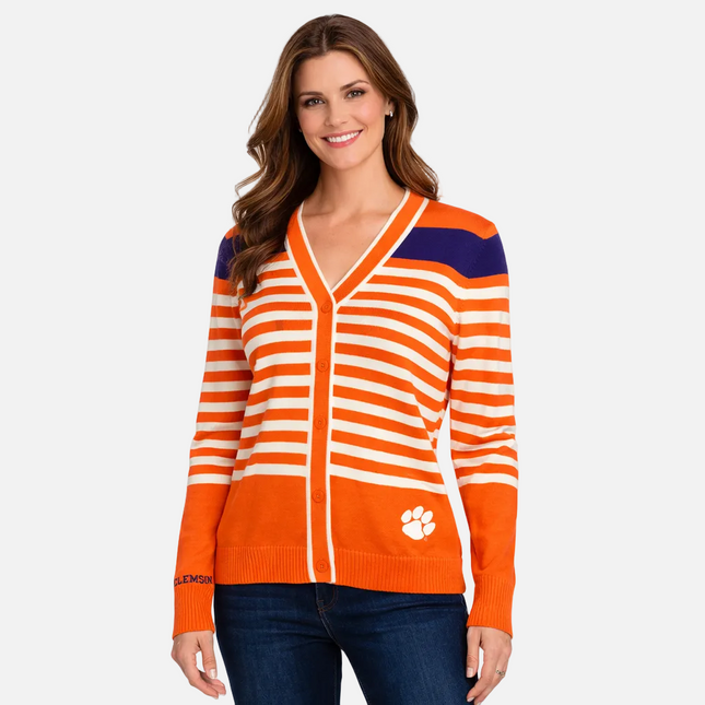 Clemson Tigers Stripe Cardigan Sweater