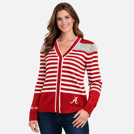 Alabama Crimson Tide Stripe Cardigan Sweater