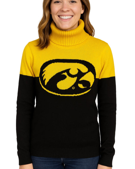 Iowa Hawkeyes Cowl Neck Logo Sweater