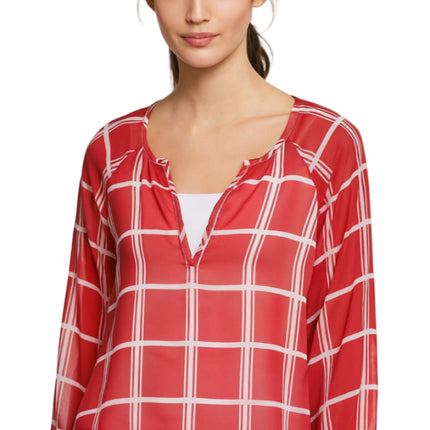 Arkansas Razorbacks Plaid Sheer Top