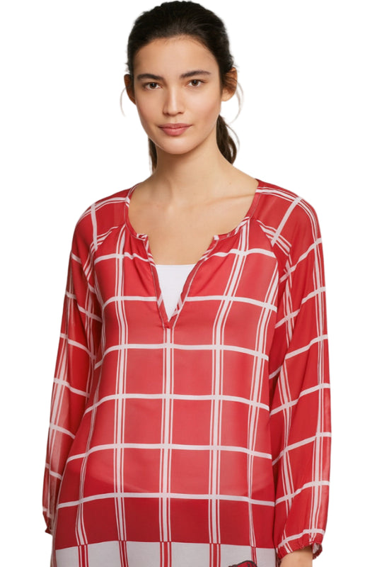 Arkansas Razorbacks Plaid Sheer Top