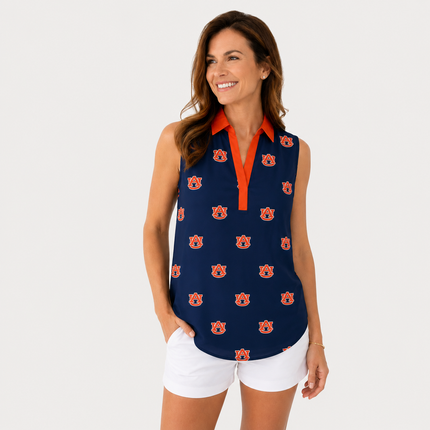 Auburn Tigers Sleeveless Sheer Polo