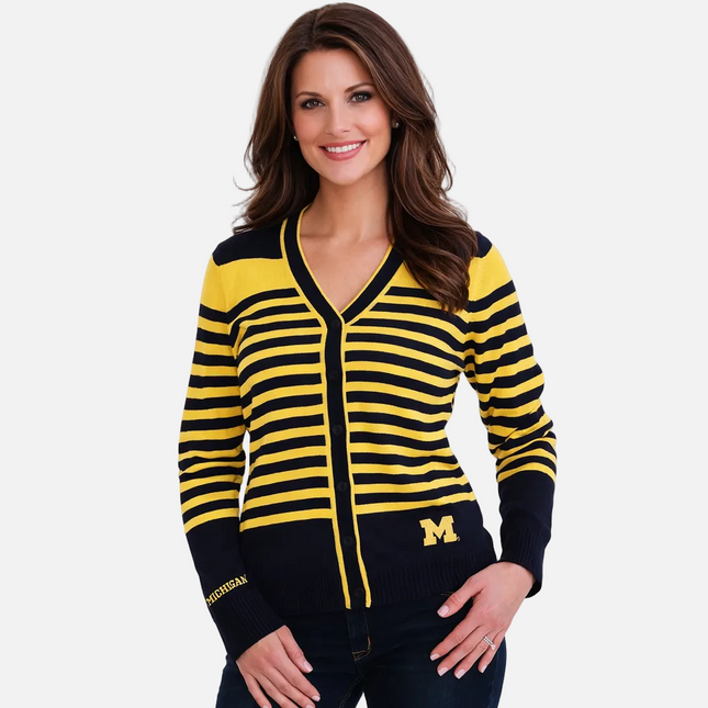 Michigan Wolverines Striped Cardigan Sweater