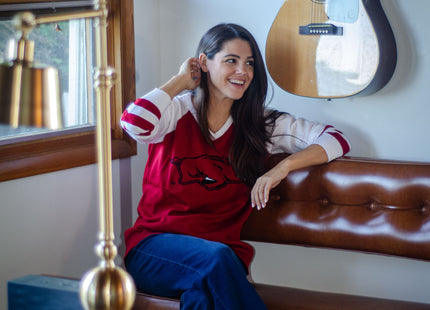 Arkansas Razorbacks V Neck Logo Sweater