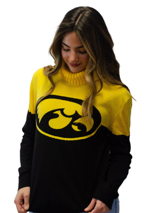 Iowa Hawkeyes Cowl Neck Logo Sweater