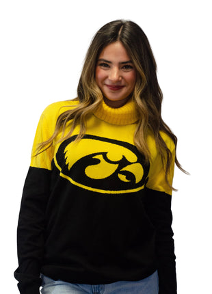 Iowa Hawkeyes Cowl Neck Logo Sweater
