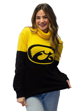 Iowa Hawkeyes Cowl Neck Logo Sweater