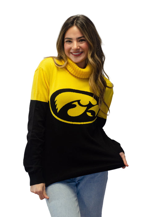 Iowa Hawkeyes Cowl Neck Logo Sweater