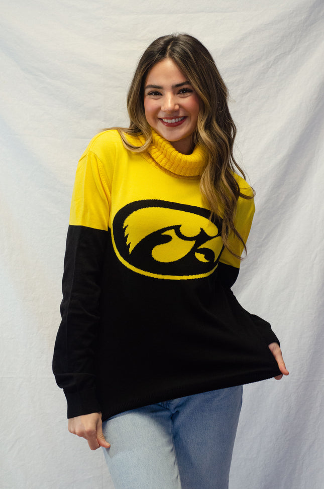 Iowa Hawkeyes Cowl Neck Logo Sweater