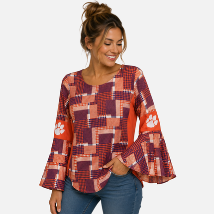 Clemson Tigers Erin Bell Sleeve Top