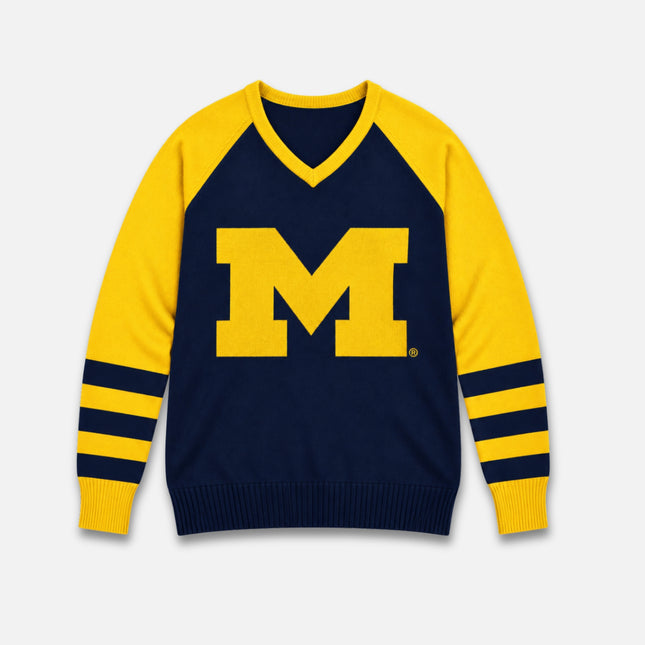 Michigan Wolverines V Neck Logo sweater