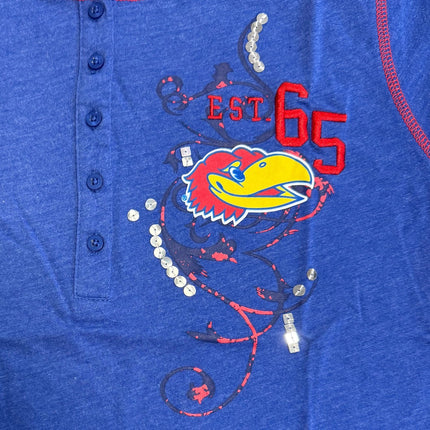 Kansas Jayhawks Heather Henley Short Sleeve Top