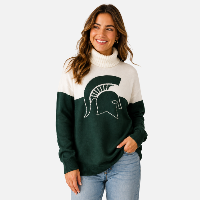 Michigan State Spartans Cowl Neck Logo Sweater