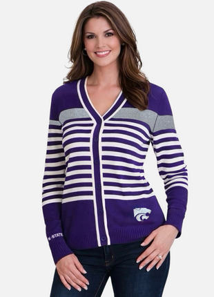 Kansas State Wildcats Stripe Cardigan Sweater
