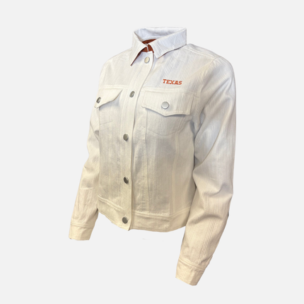 Texas Longhorns Embroidered Denim Jacket - Ivory