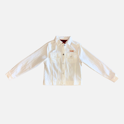 Texas Longhorns Embroidered Denim Jacket - Ivory