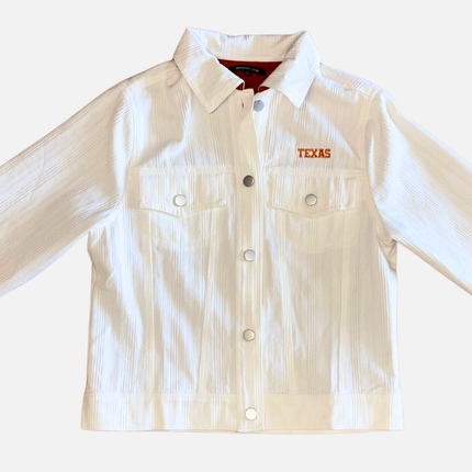 Texas Longhorns Embroidered Denim Jacket - Ivory