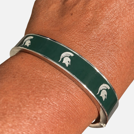 Michigan State Spartans Silver Logo Bangle Bracelet