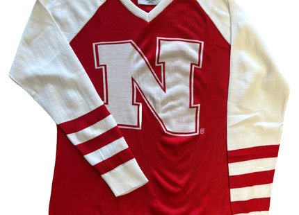Nebraska Cornhuskers V-Neck Logo Sweater, Scarlet & White