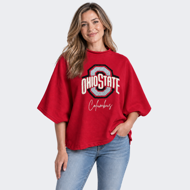 Ohio State Buckeyes Ash Lightweight Fleece Top