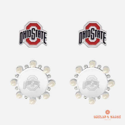 Ohio State Buckeyes Paris Stud Earrings Set