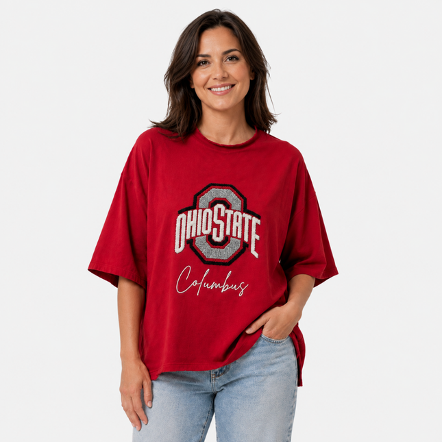 Ohio State Buckeyes Ash Lightweight Fleece Top