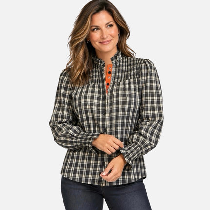 Oklahoma State Cowboys Ayla Plaid Top