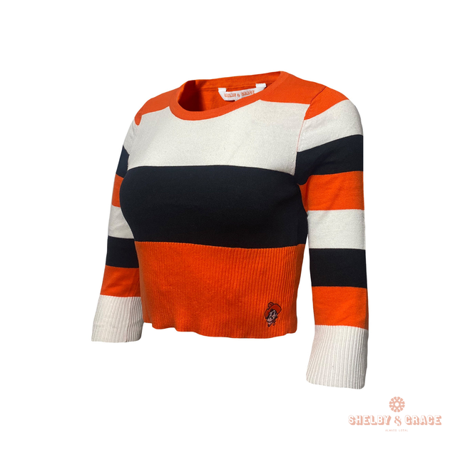 Oklahoma State Cowboys Crop Stripe Sweater
