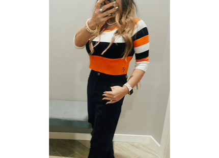 Oklahoma State Cowboys Crop Stripe Sweater