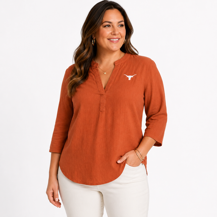 Texas Longhorns Harper Tunic Blouse -Ladies Plus Size