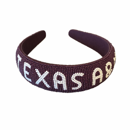 Texas A&M Hand Beaded Headband