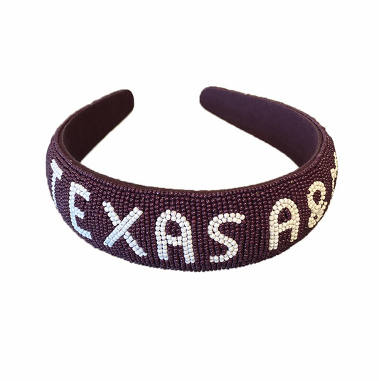 Texas A&M Hand Beaded Headband